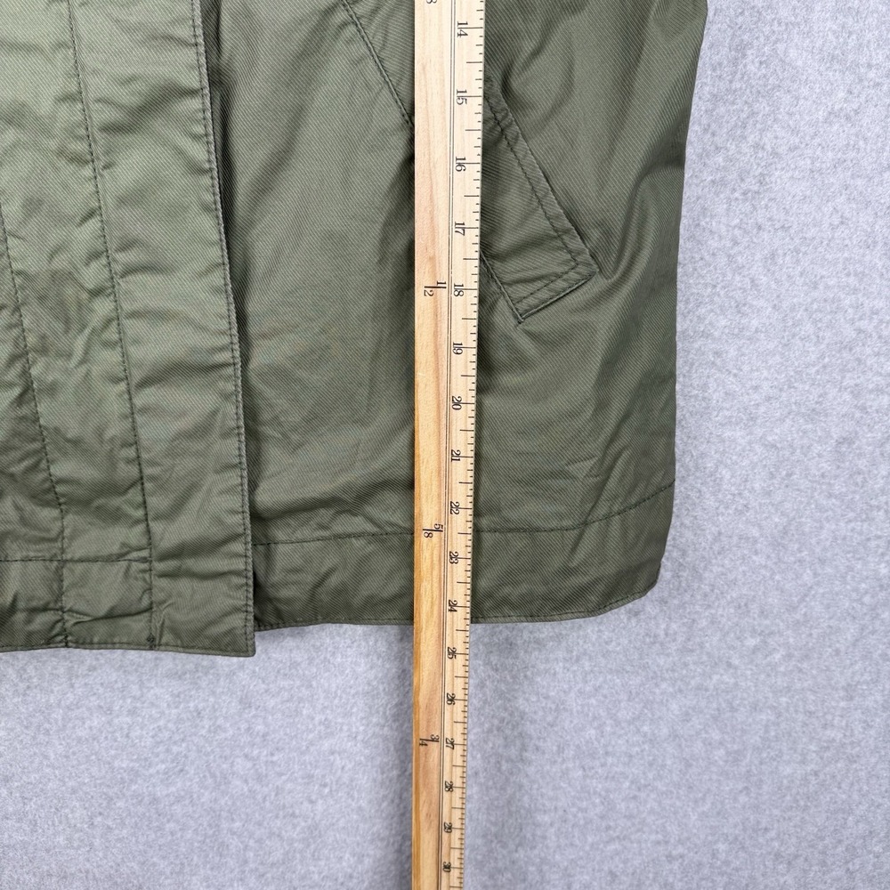 J Crew Jacket Womens Medium Green Softshell Hooded Rain Full Zip Cinched Swing‎ - Picture 11 of 11